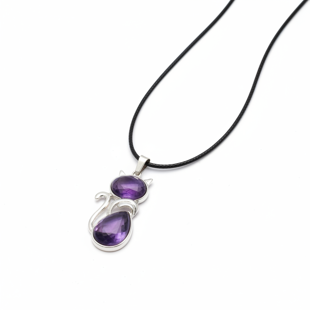 Amethyst Cat Necklace