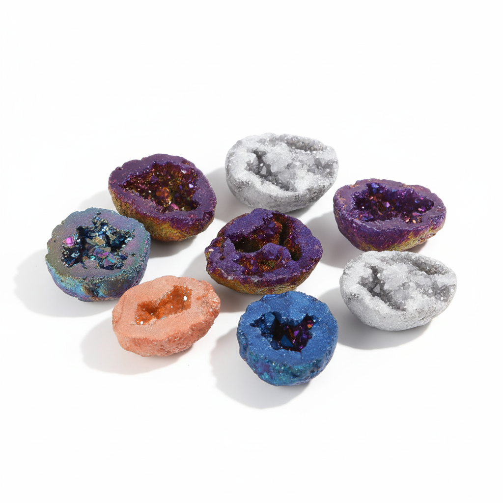 Titanium Agate Geode Crystal Set - 8 Pieces