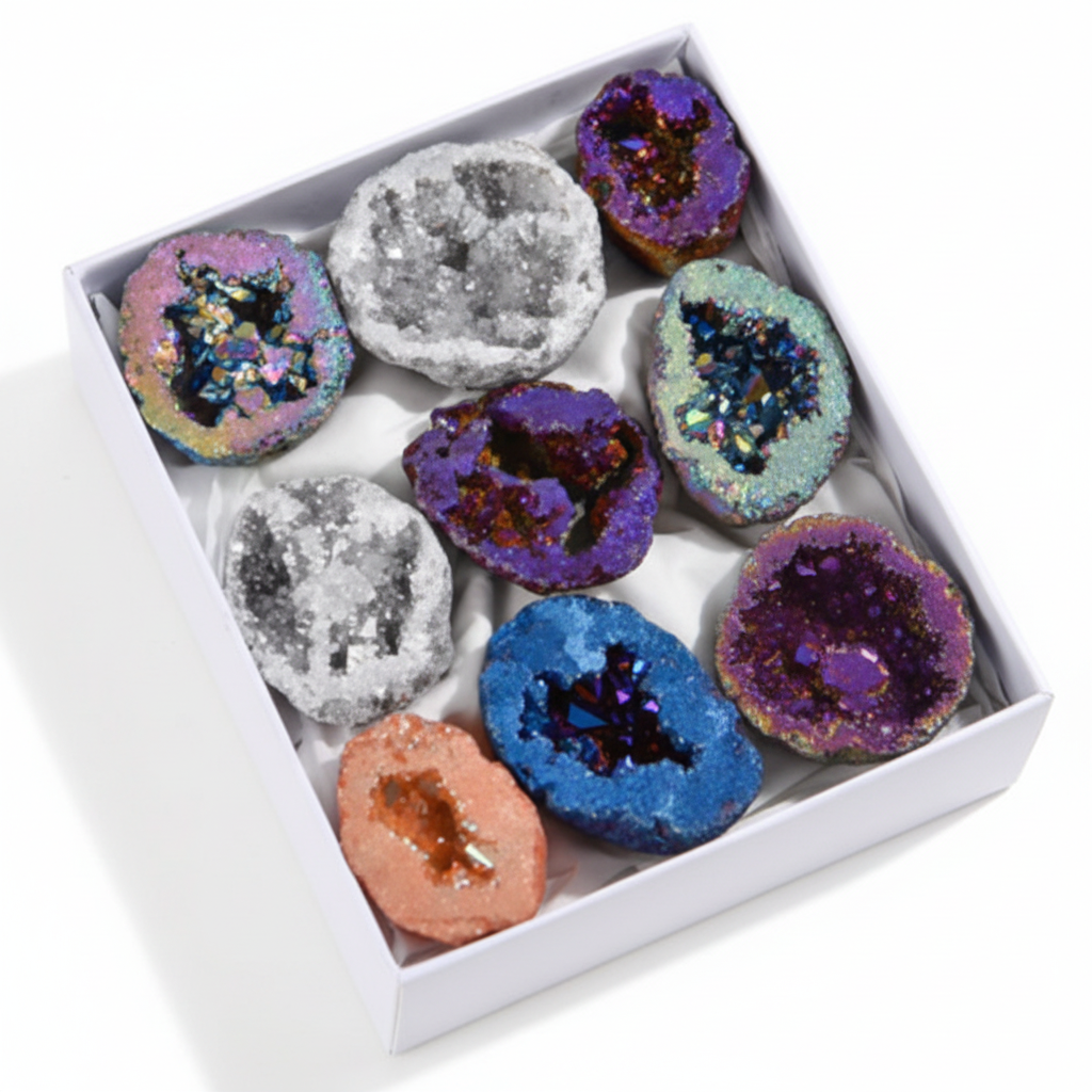 Titanium Agate Geode Crystal Set - 8 Pieces
