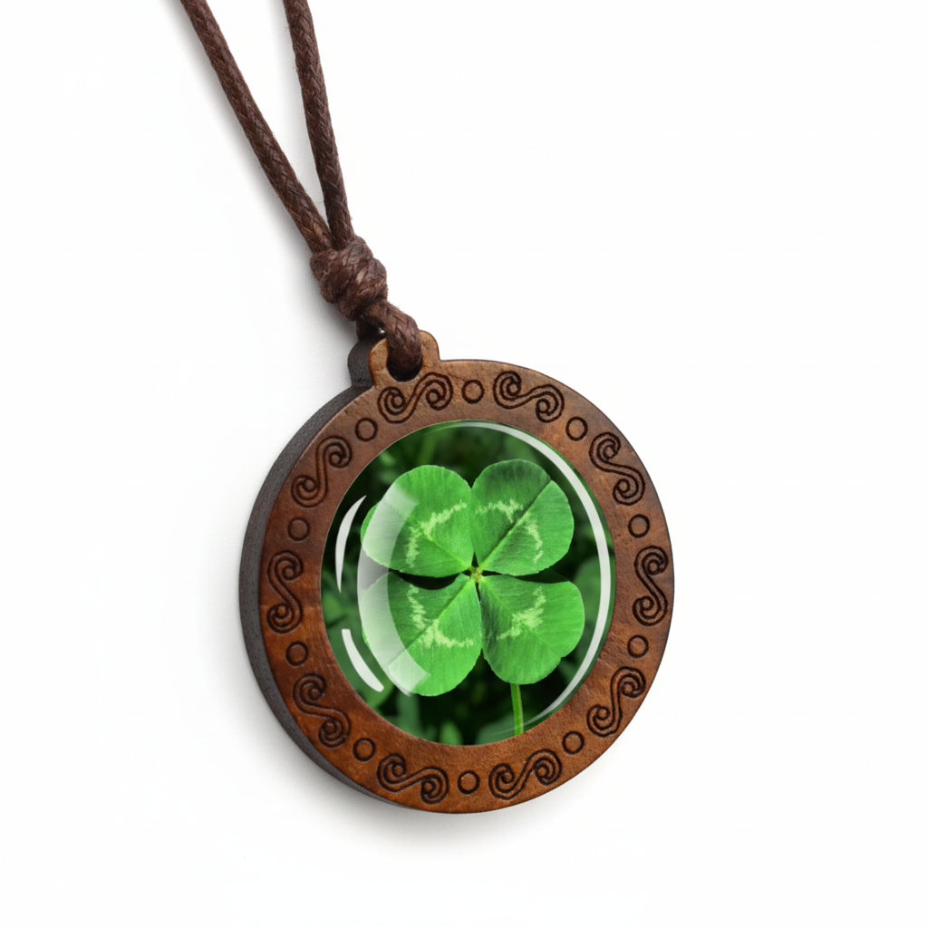 Lucky Clover Wood Necklace