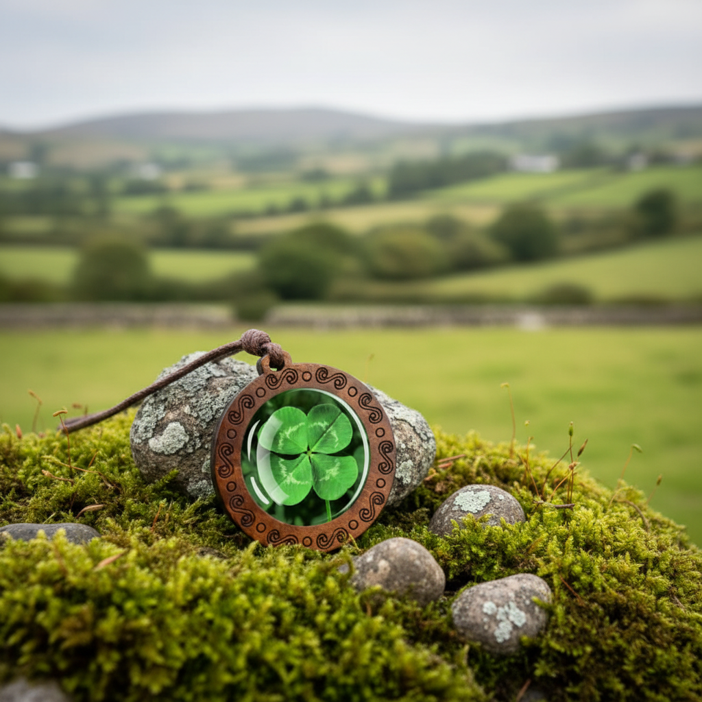 Lucky Clover Wood Necklace