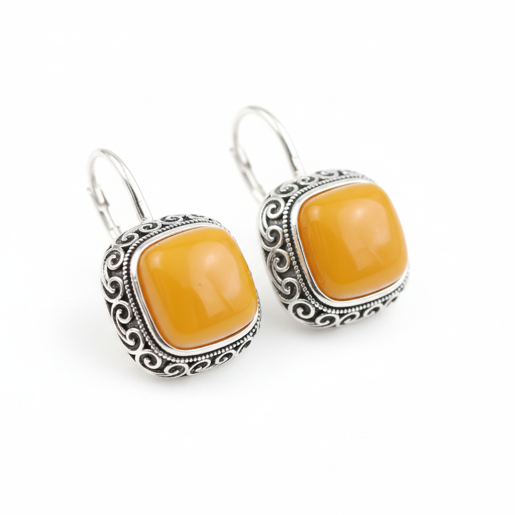 Silver Honey Wax Earrings