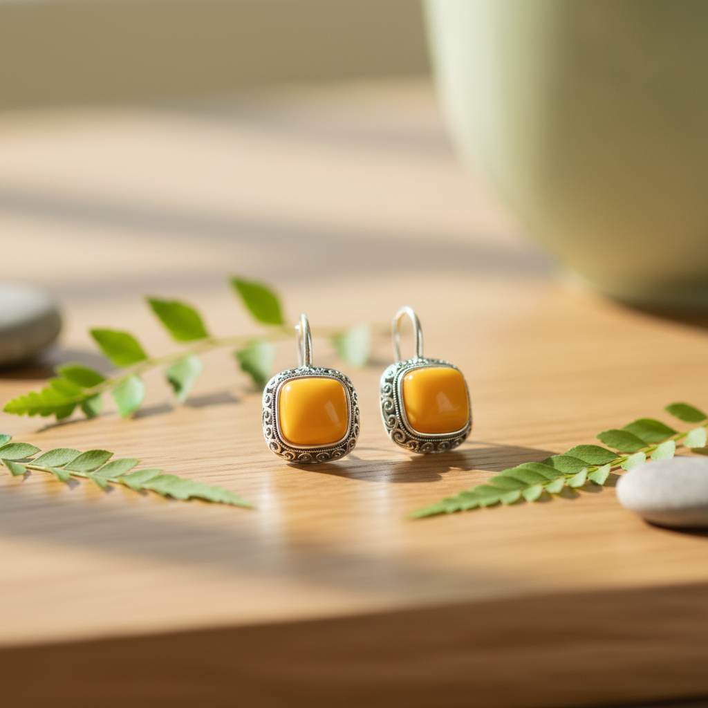 Silver Honey Wax Earrings